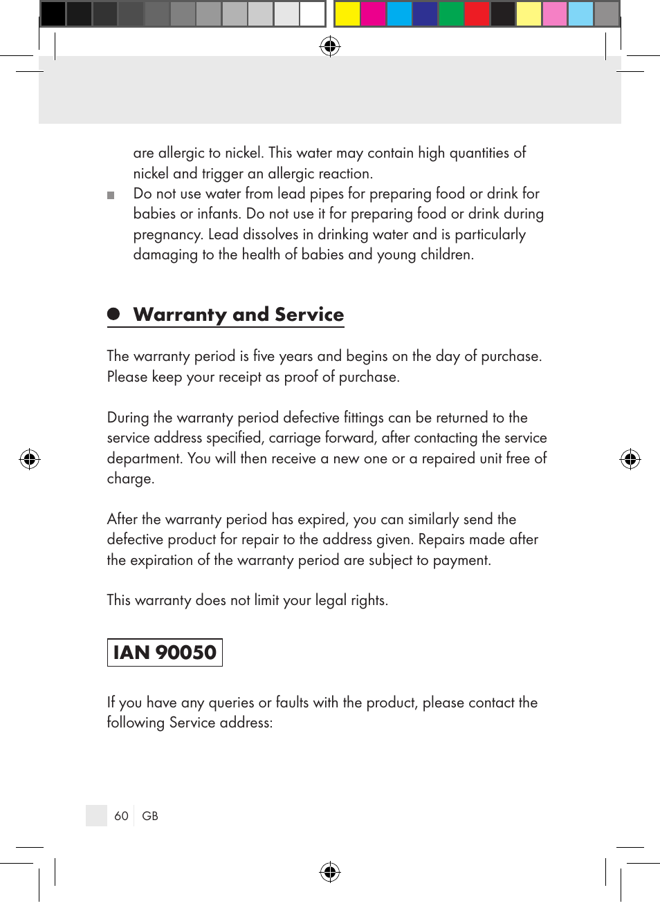 Warranty and service | Miomare Single-lever mixer User Manual | Page 60 / 65