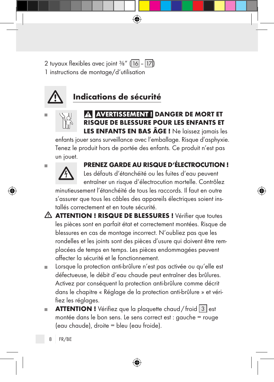 Indications de sécurité | Miomare Single-lever mixer User Manual | Page 8 / 65