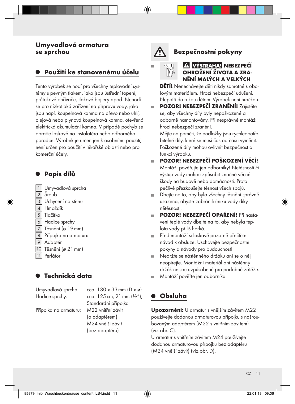 Popis dílů, Technická data, Bezpečnostní pokyny | Obsluha | Miomare Z31386 User Manual | Page 11 / 19