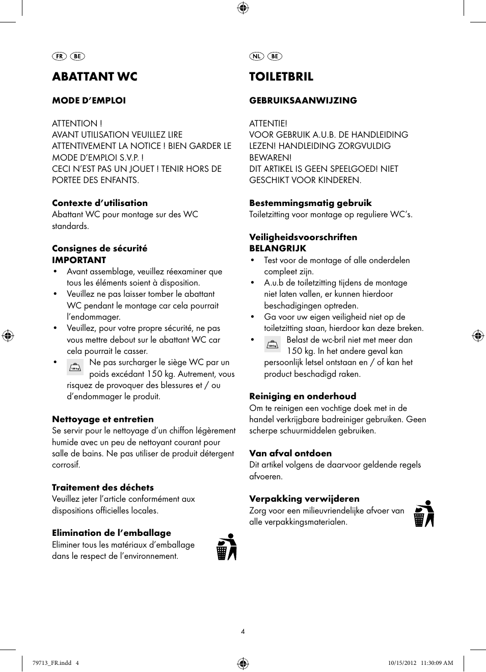 Abattant wc, Toiletbril | Miomare Z30830A/ Z30830B/ Z30830C/ Z30830D User Manual | Page 4 / 6