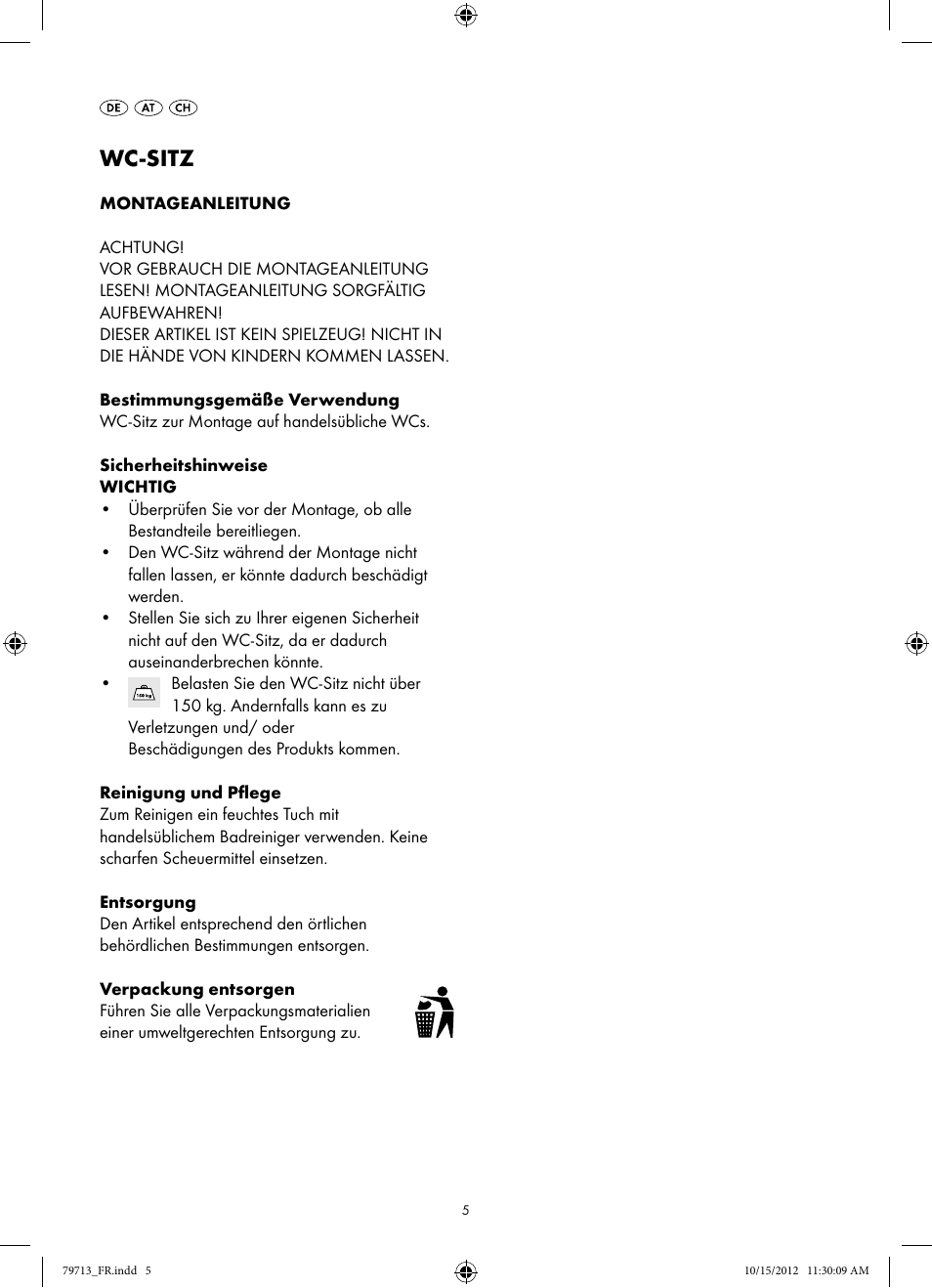 Wc-sitz | Miomare Z30830A/ Z30830B/ Z30830C/ Z30830D User Manual | Page 5 / 6