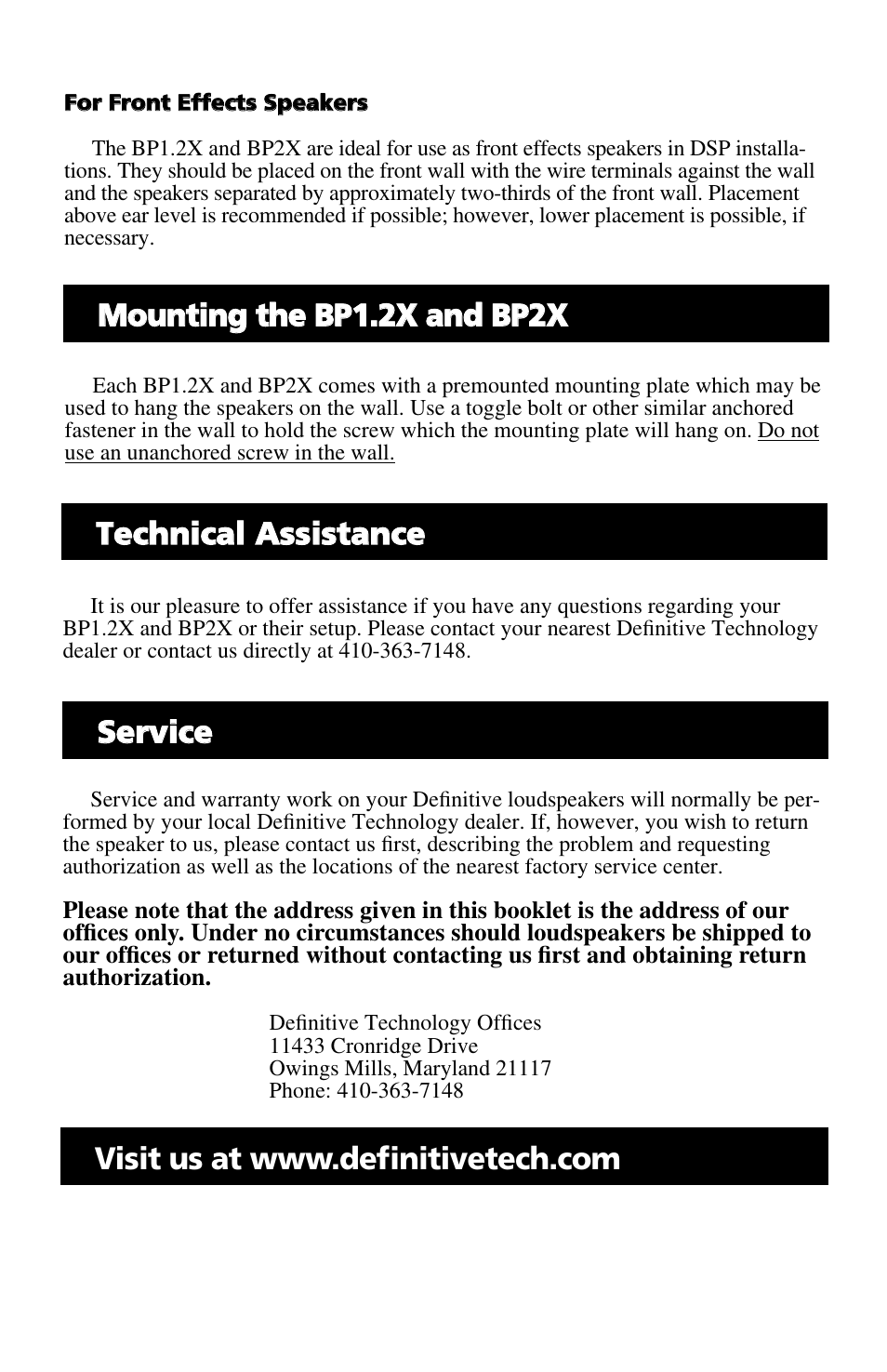 Definitive Technology BP2X User Manual | Page 3 / 4