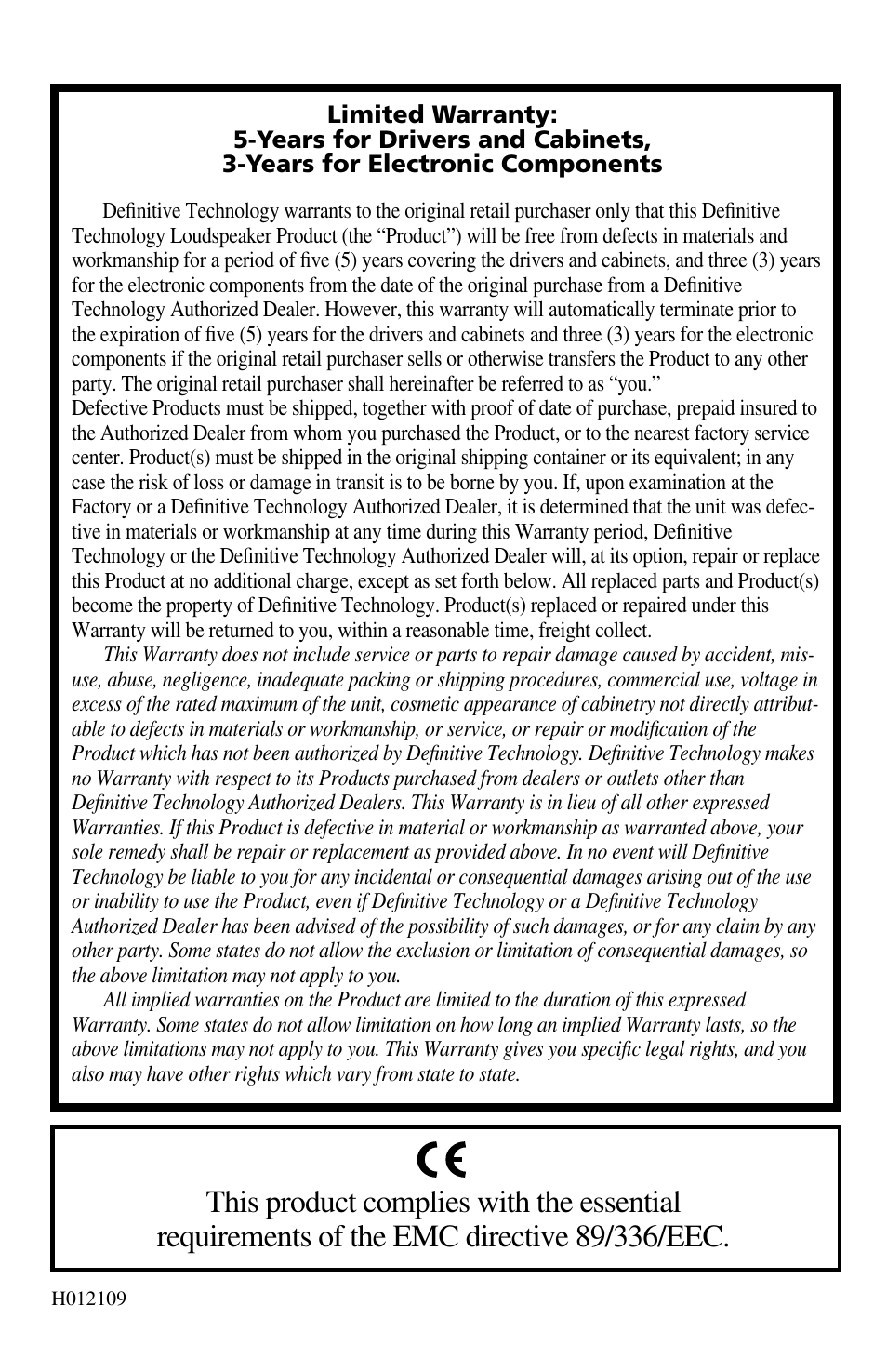 Definitive Technology BP10B User Manual | Page 6 / 6