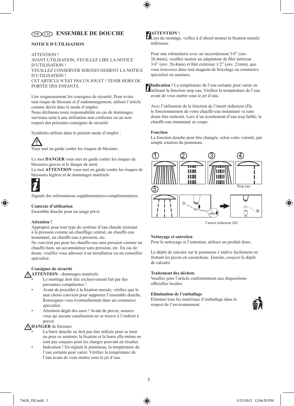 Ensemble de douche | Miomare H10102GB User Manual | Page 4 / 7