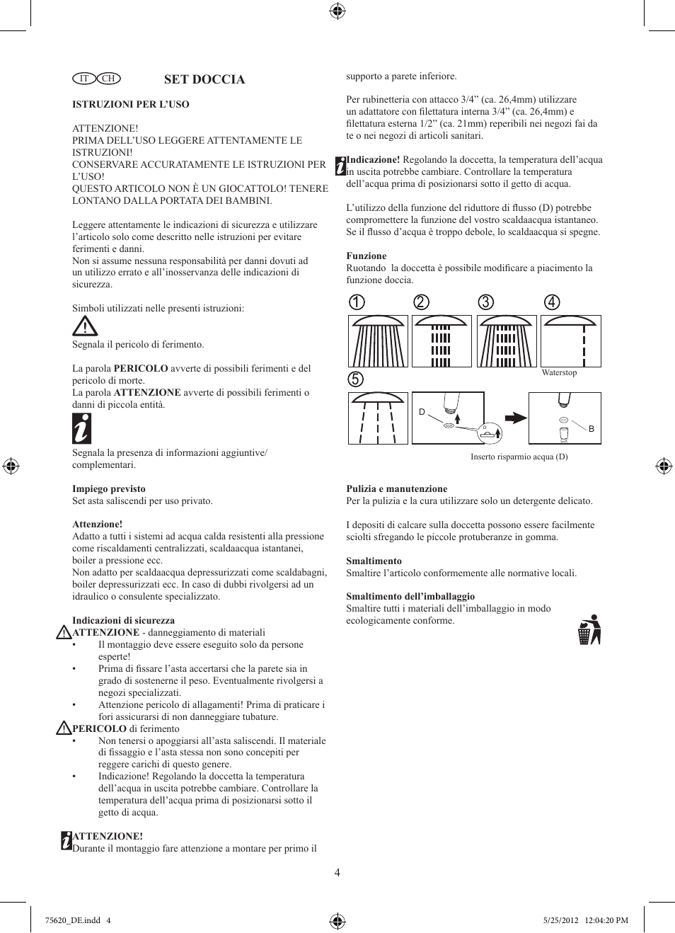 Set doccia | Miomare H10102GB User Manual | Page 5 / 7