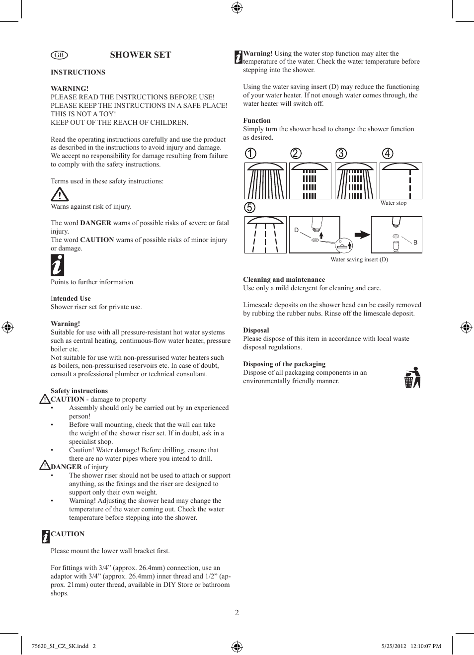 Shower set | Miomare H10102GB User Manual | Page 3 / 11