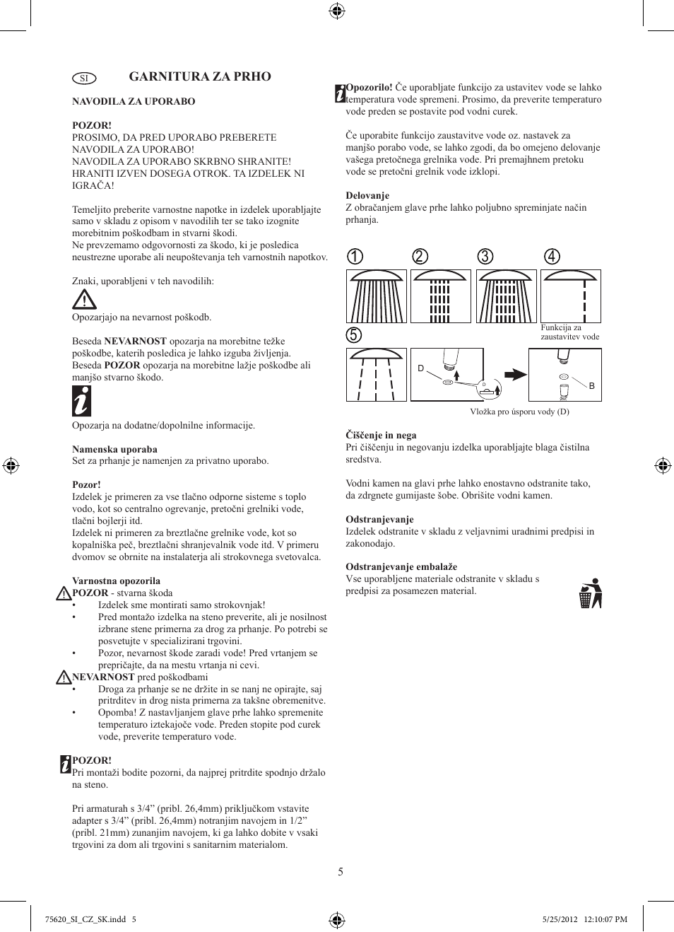 Garnitura za prho | Miomare H10102GB User Manual | Page 6 / 11