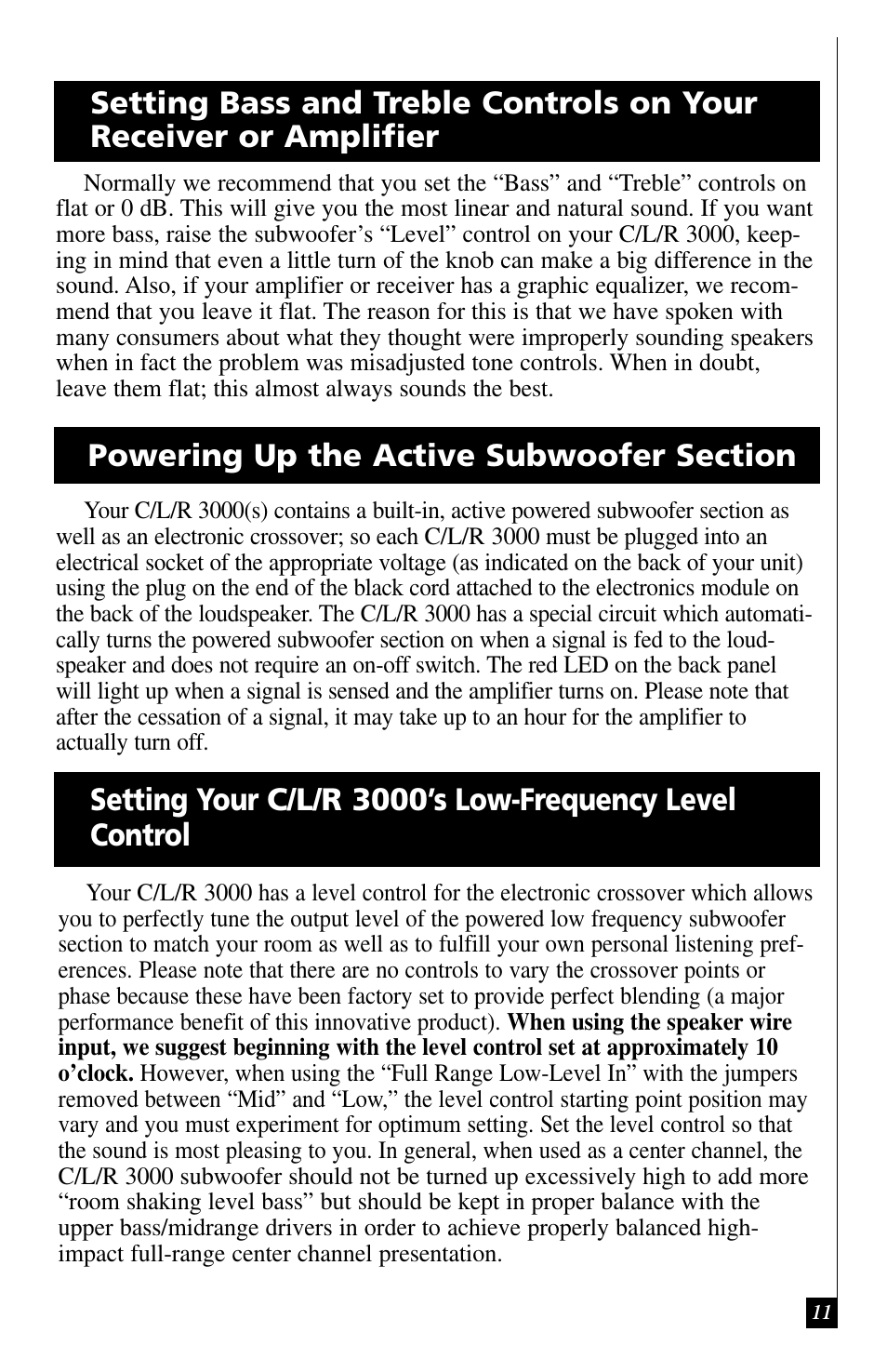 Definitive Technology C/L/R 3000 User Manual | Page 11 / 14