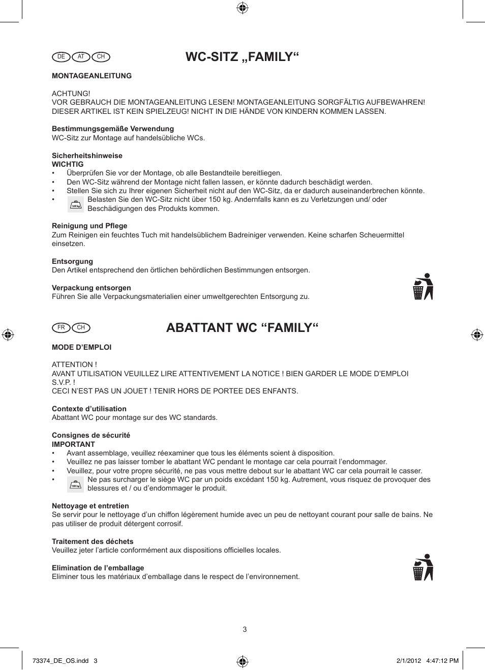 Wc-sitz „family, Abattant wc “family | Miomare Z30832 User Manual | Page 3 / 5