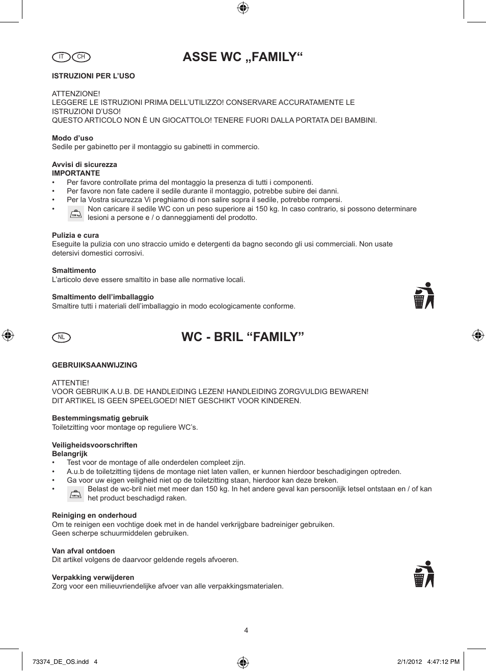 Asse wc „family, Wc - bril “family | Miomare Z30832 User Manual | Page 4 / 5