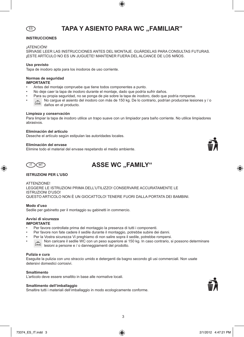 Tapa y asiento para wc „familiar, Asse wc „family | Miomare Z30832 User Manual | Page 3 / 5