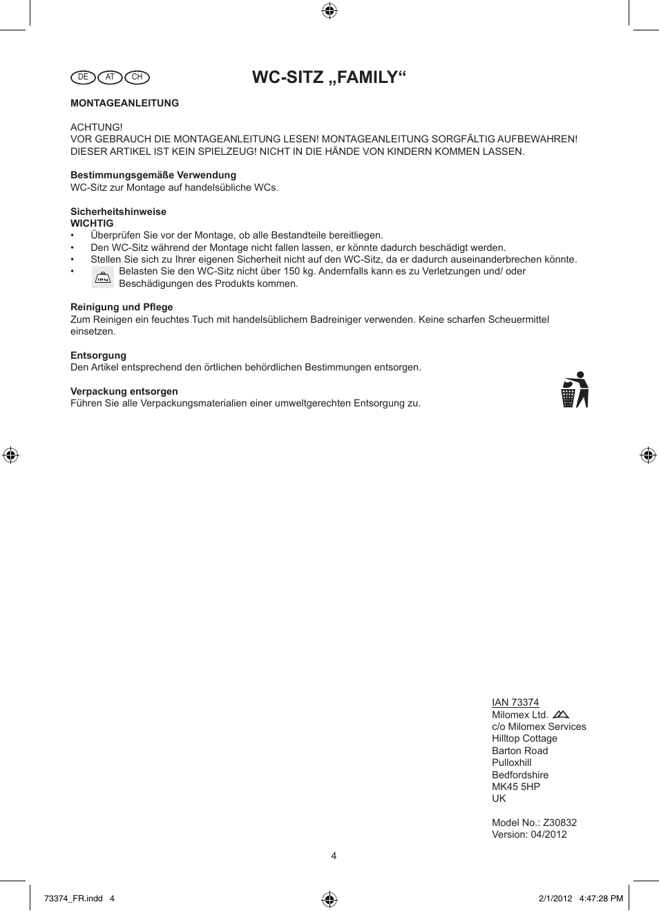 Wc-sitz „family | Miomare Z30832 User Manual | Page 4 / 4