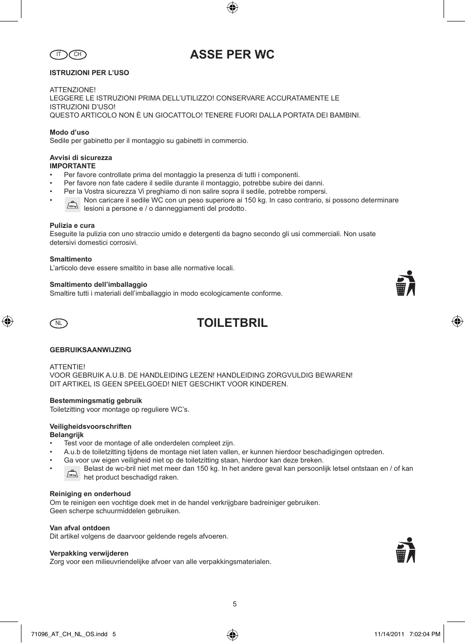 Asse per wc, Toiletbril | Miomare Z30830 User Manual | Page 5 / 6