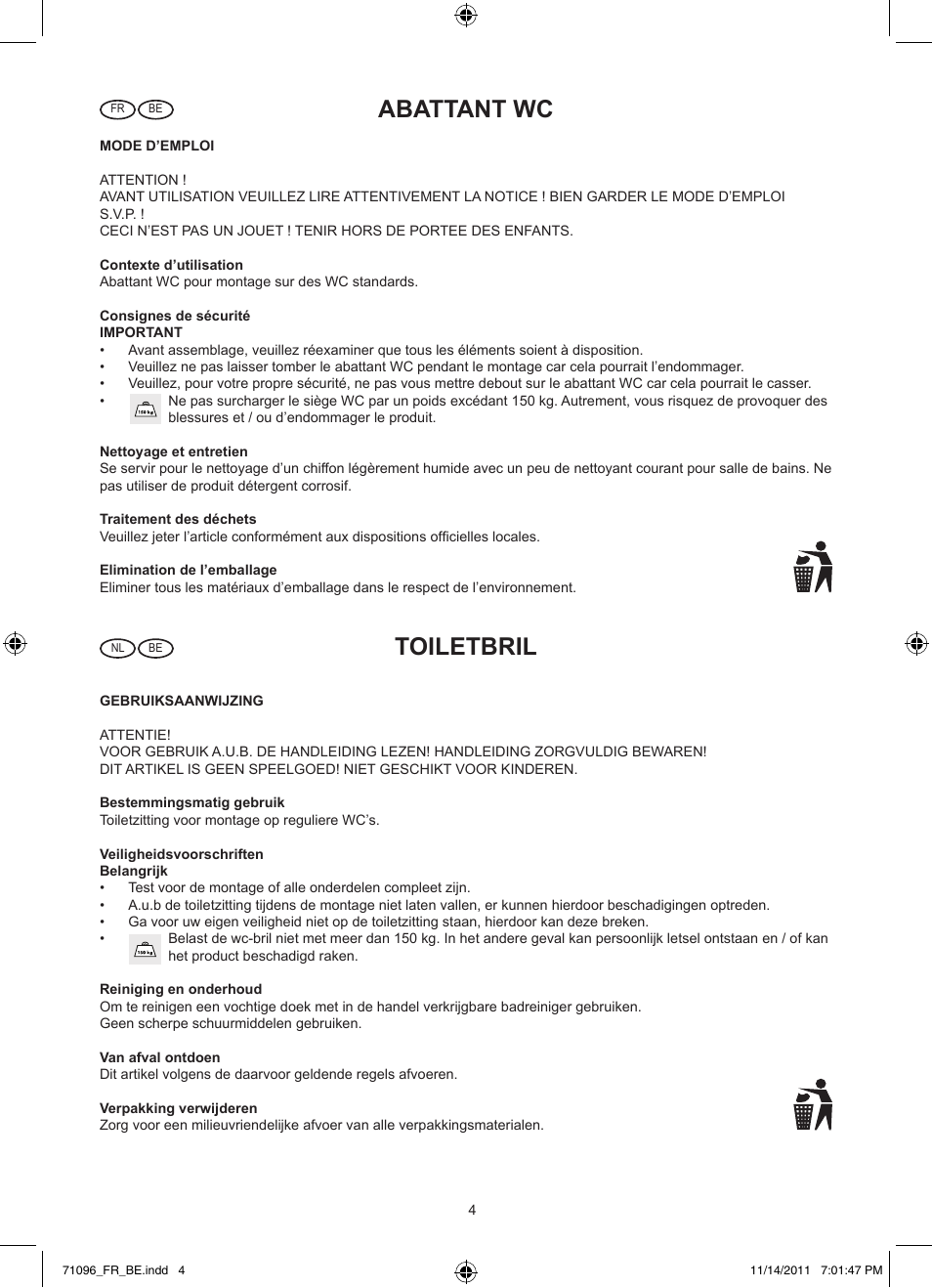 Abattant wc, Toiletbril | Miomare Z30830 User Manual | Page 4 / 5