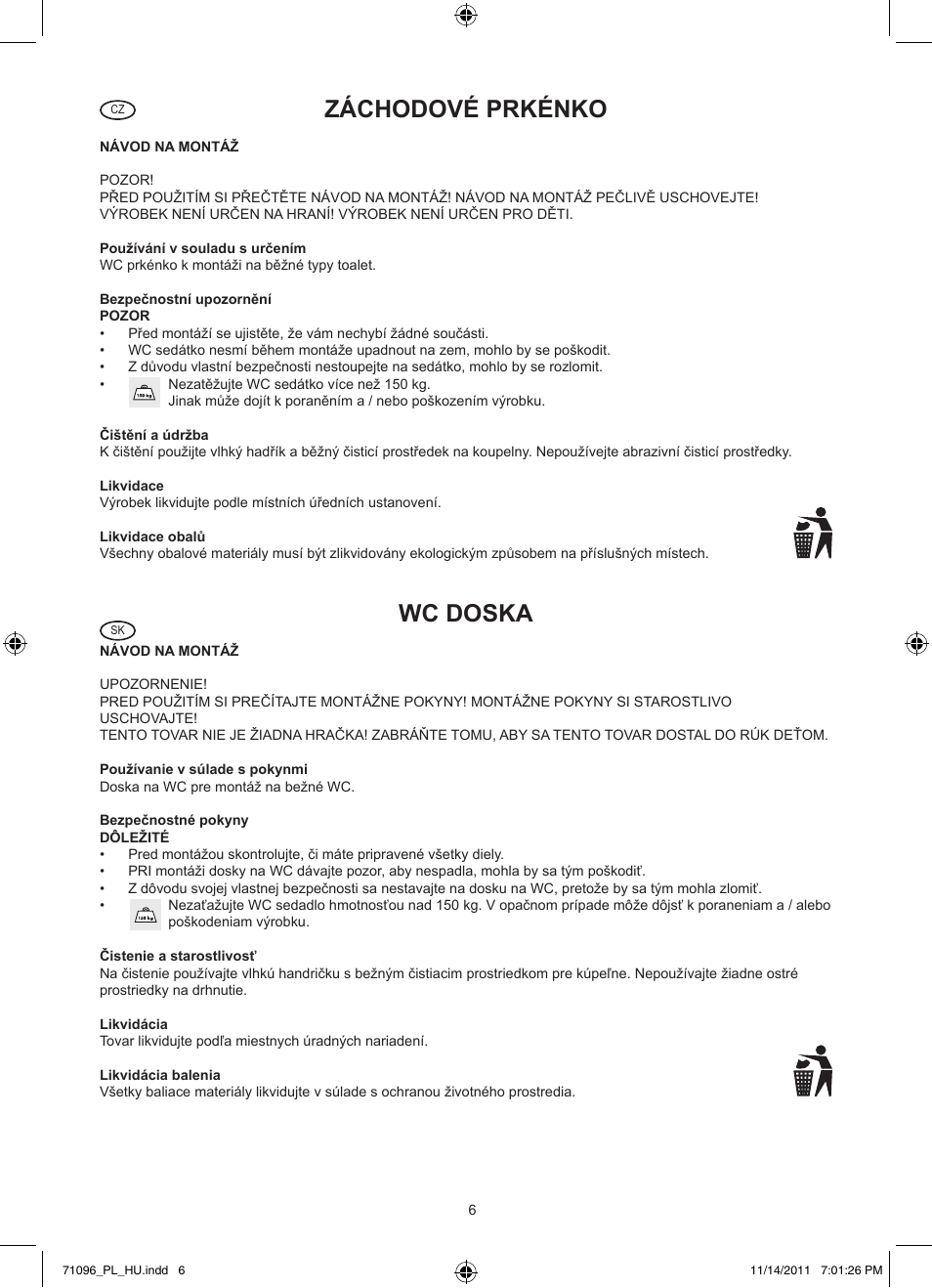 Záchodové prkénko, Wc doska | Miomare Z30830 User Manual | Page 6 / 7