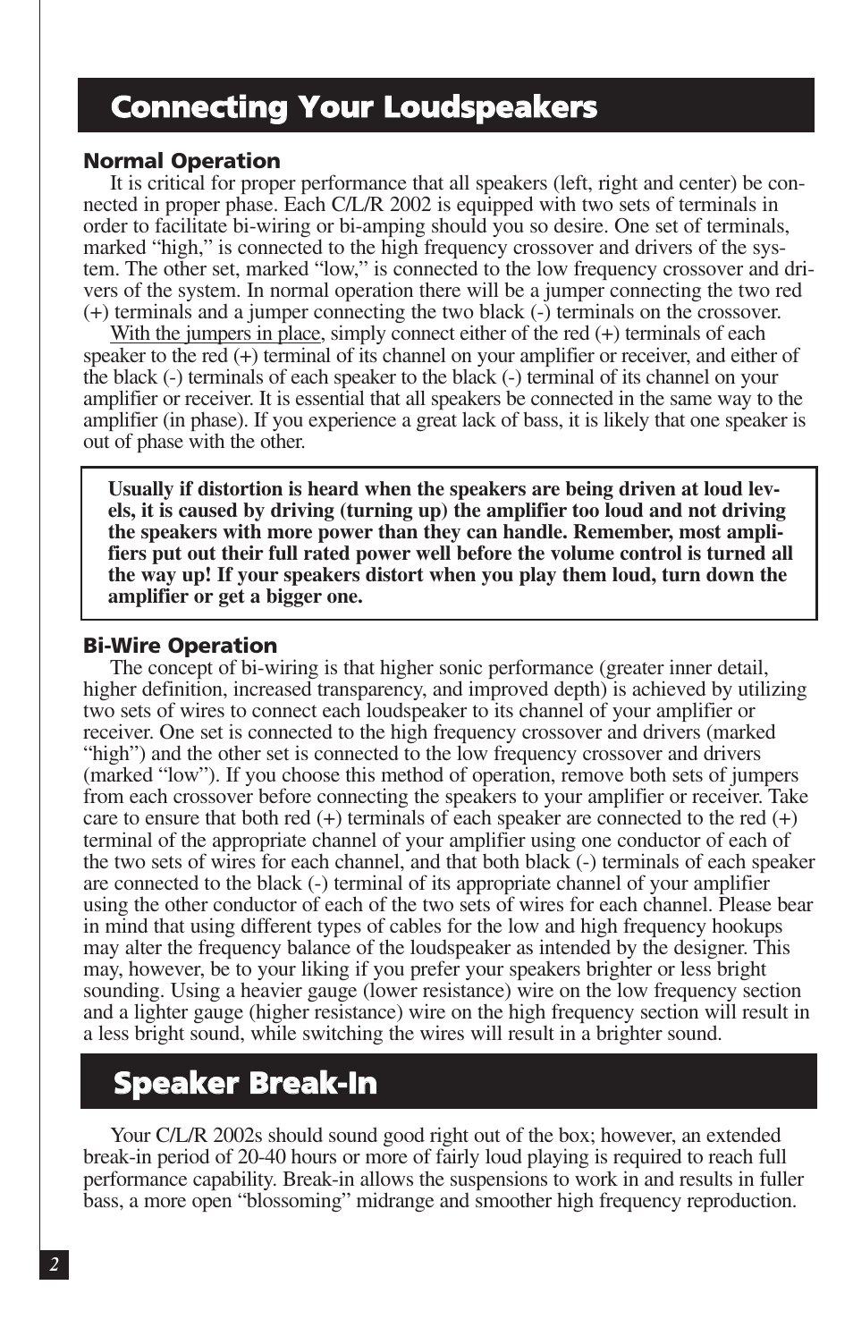 Definitive Technology C/L/R 2002 User Manual | Page 2 / 4