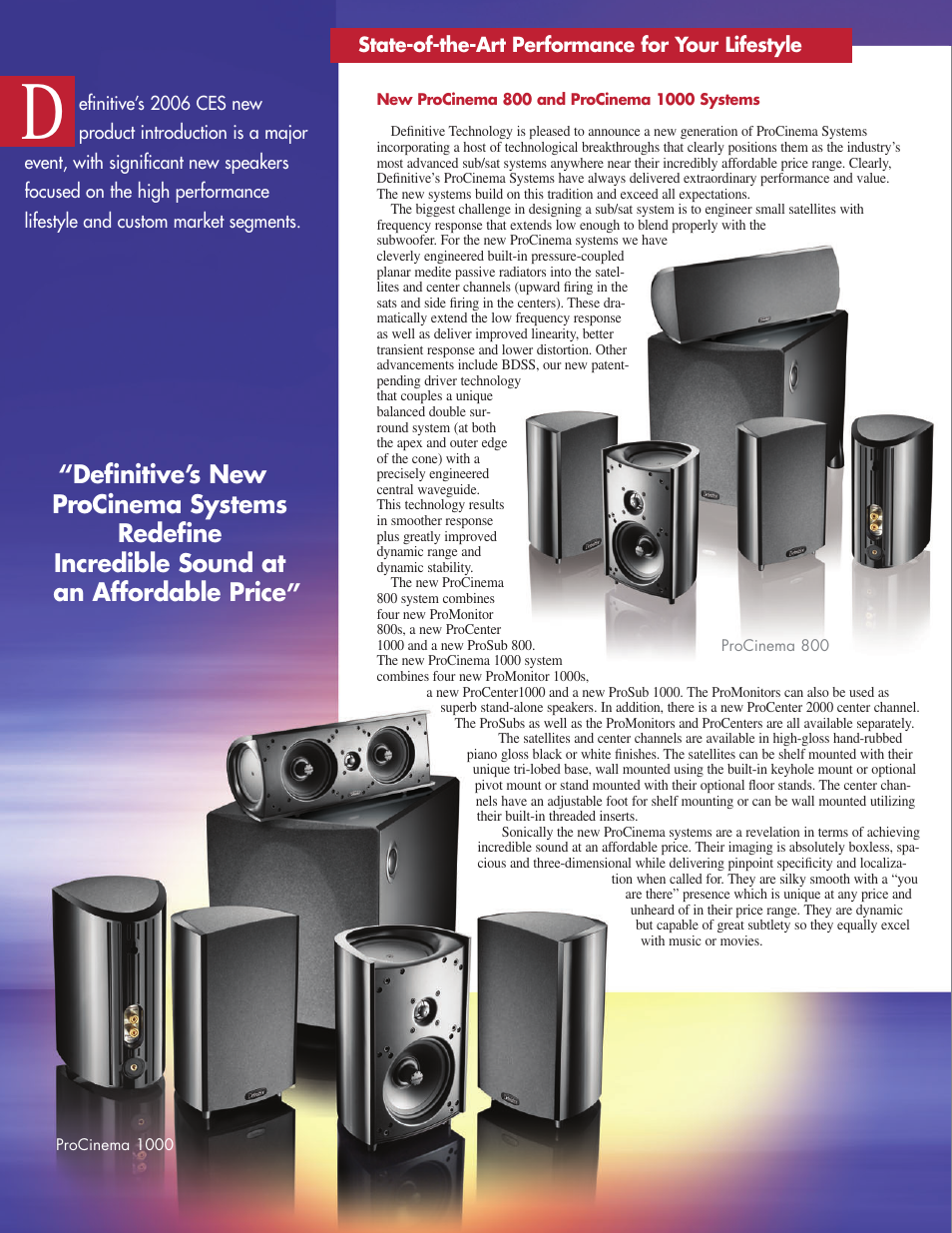 Definitive Technology ProCenter ProCinema 1000 User Manual | Page 2 / 3