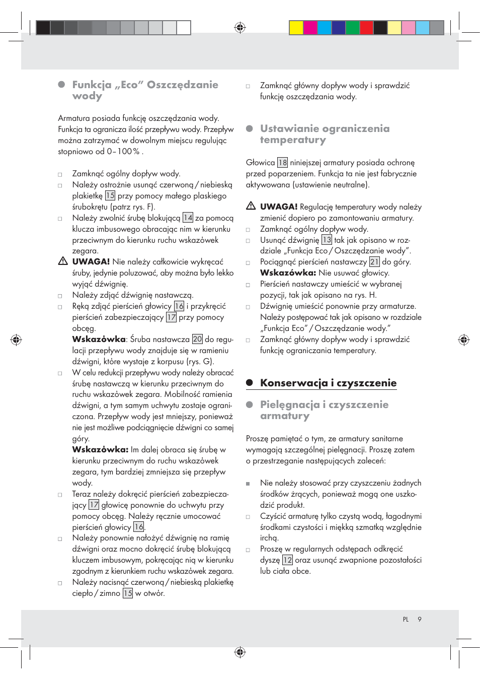 Funkcja „eco” oszczędzanie wody, Ustawianie ograniczenia temperatury | Miomare Z31166A User Manual | Page 9 / 34
