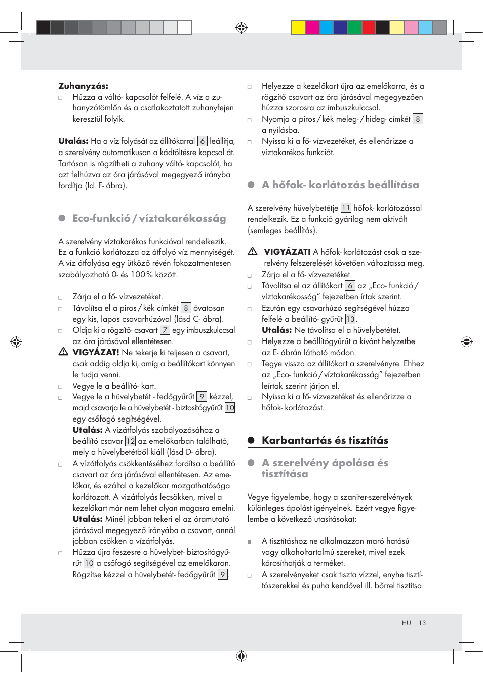 Eco-funkció / víztakarékosság, A hőfok- korlátozás beállítása | Miomare Z31166B User Manual | Page 13 / 33