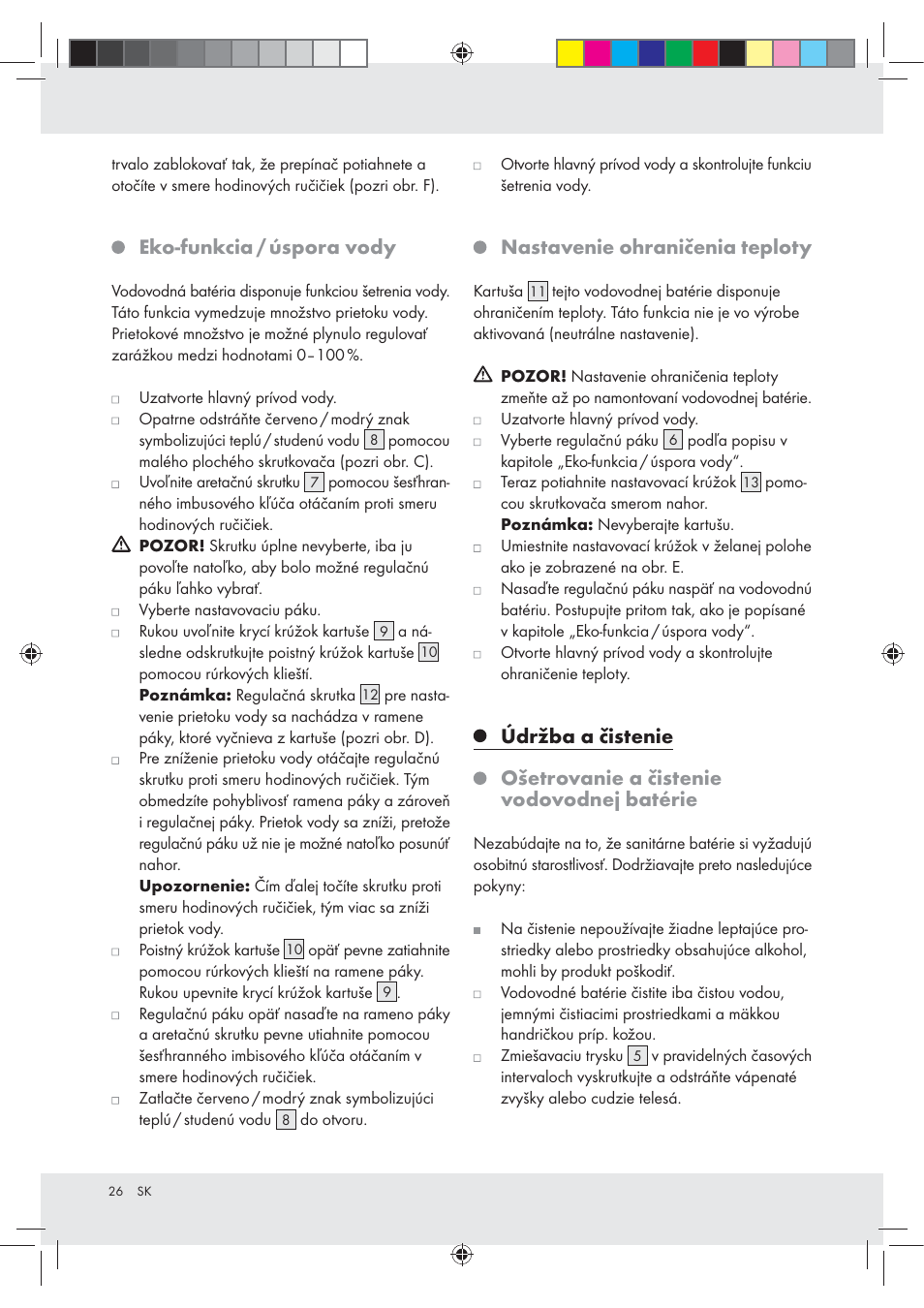 Eko-funkcia / úspora vody, Nastavenie ohraničenia teploty | Miomare Z31166B User Manual | Page 26 / 33