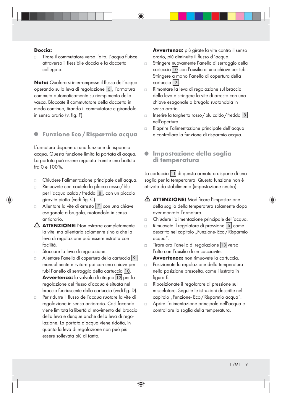 Funzione eco / risparmio acqua, Impostazione della soglia di temperatura | Miomare Z31166B User Manual | Page 9 / 24