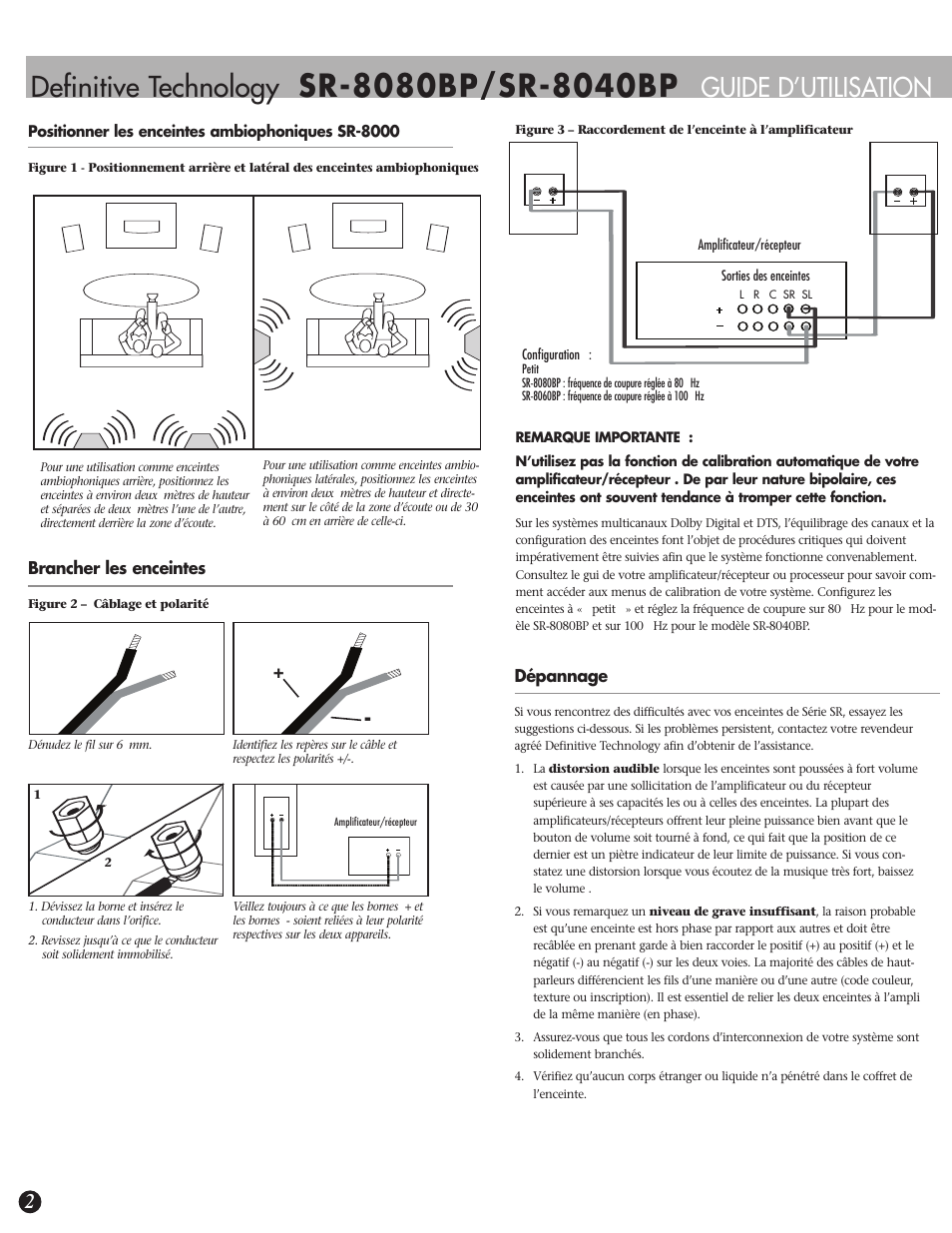 Definitive technology, Guide d’utilisation | Definitive Technology SR-8080BP User Manual | Page 6 / 12