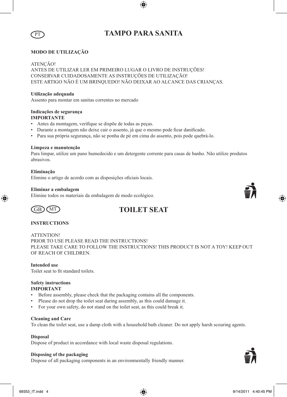 Toilet seat | Miomare Z30975A / Z30975B User Manual | Page 5 / 6