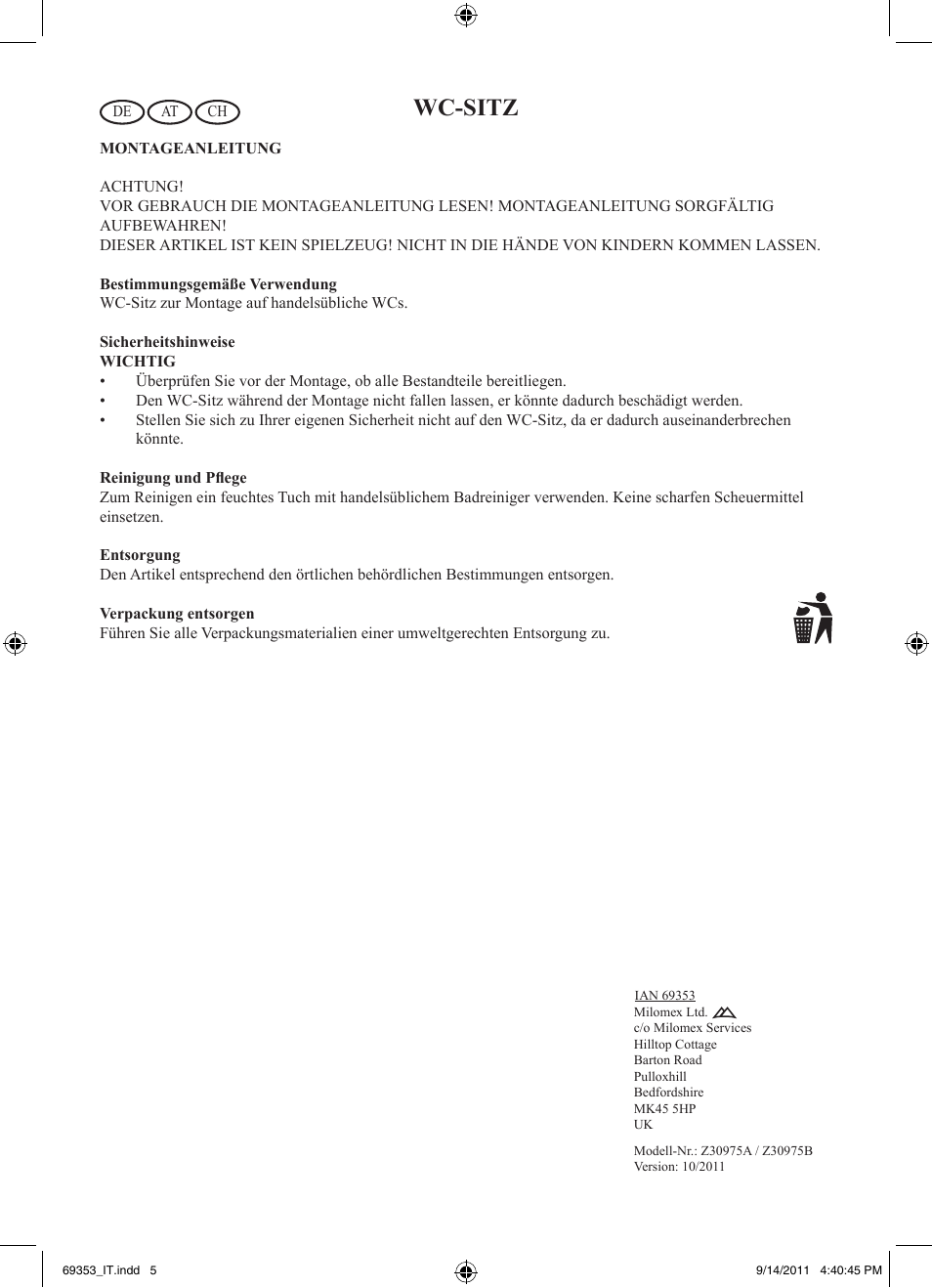 Miomare Z30975A / Z30975B User Manual | Page 6 / 6