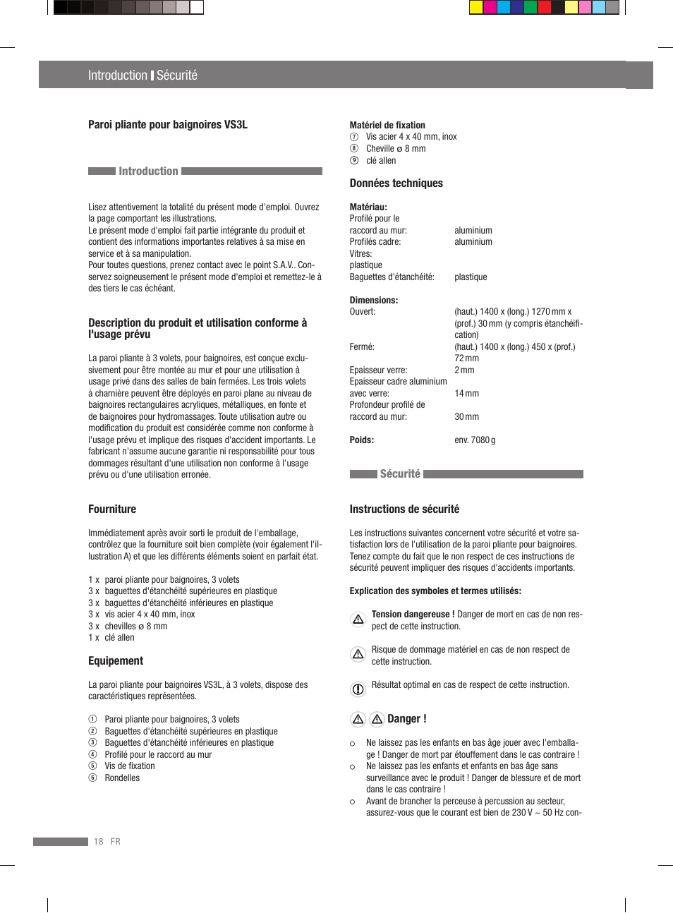 Sécurité montage, Introduction sécurité | Miomare VS3L User Manual | Page 18 / 66