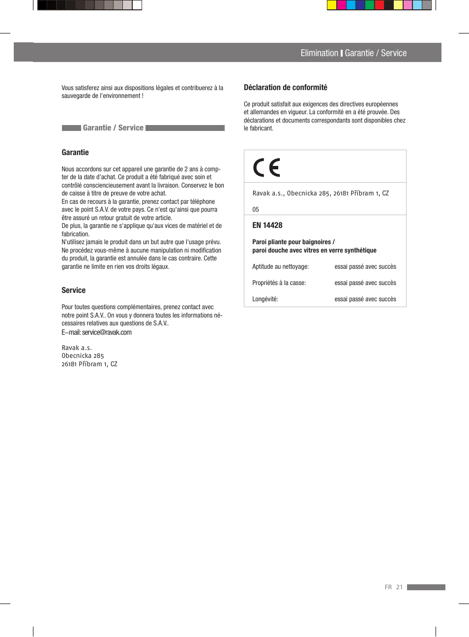 Elimination garantie / service | Miomare VS3L User Manual | Page 21 / 66