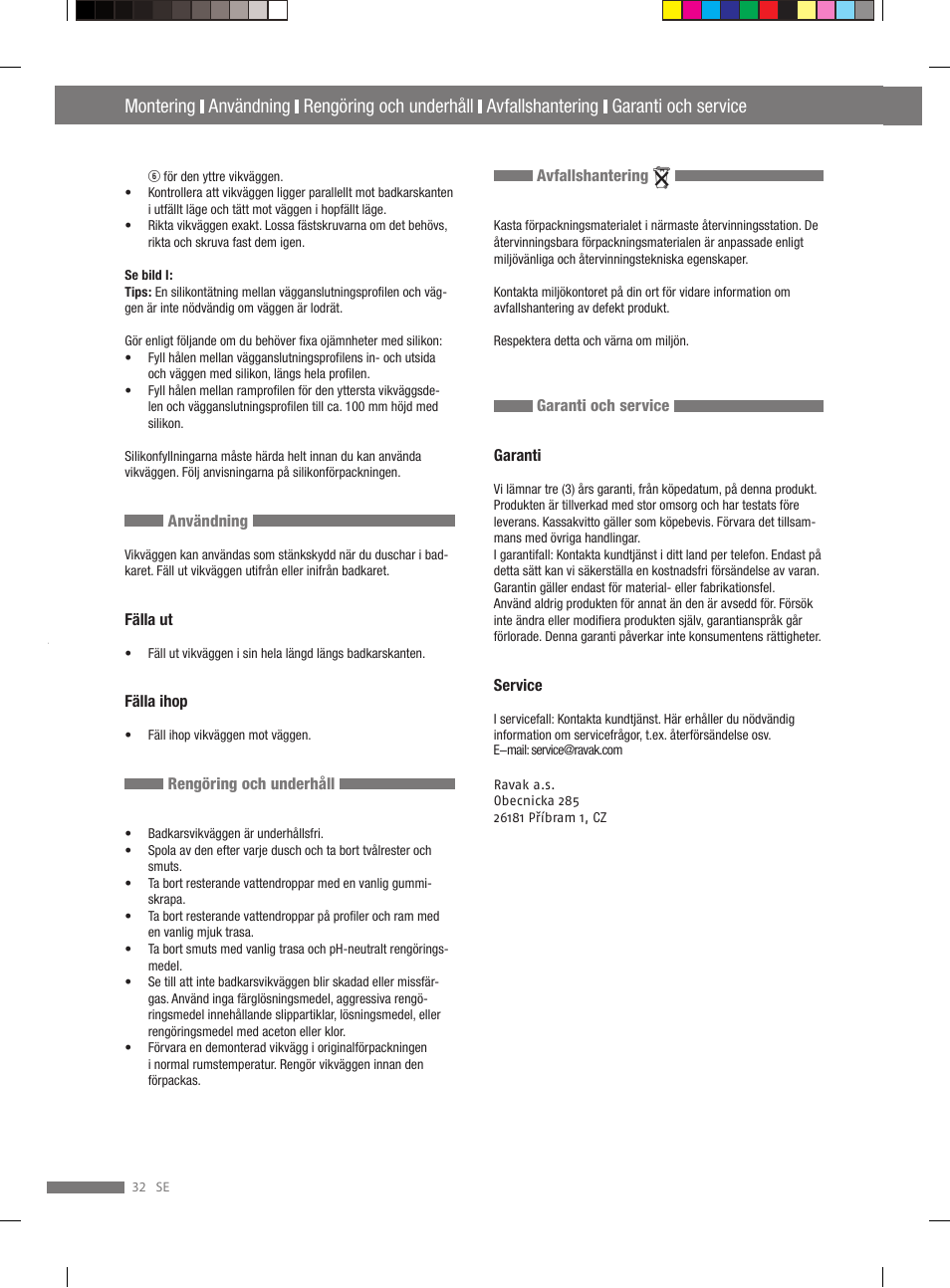 Garanti och service | Miomare VS3L User Manual | Page 32 / 66
