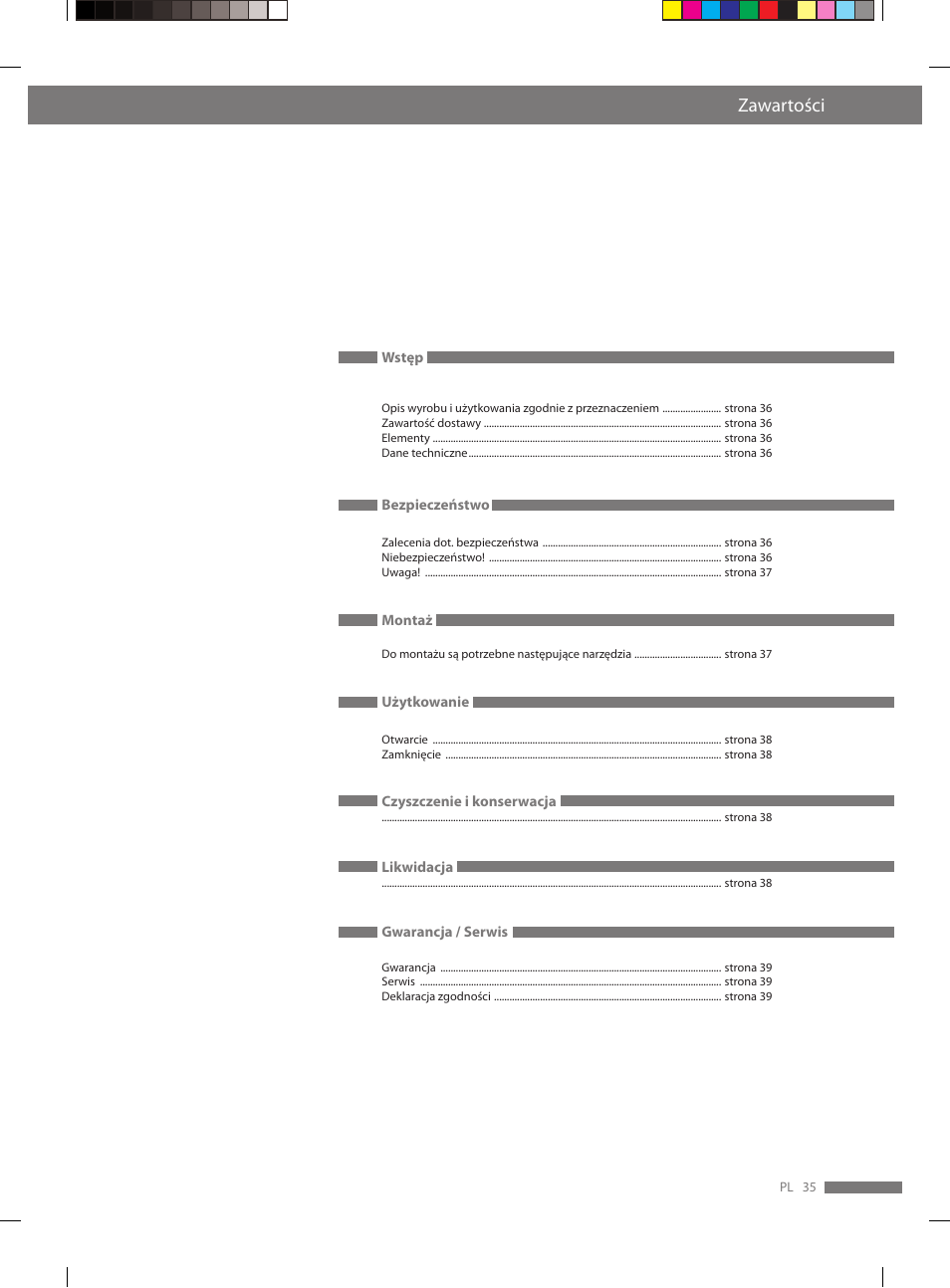 Zawartości | Miomare VS3L User Manual | Page 35 / 66