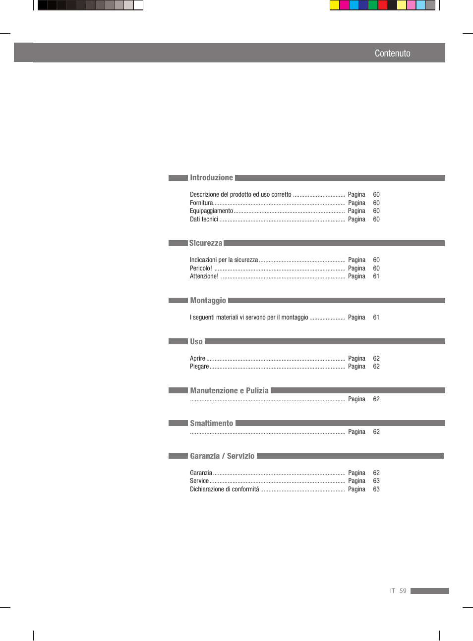 Contenuto | Miomare VS3L User Manual | Page 59 / 66