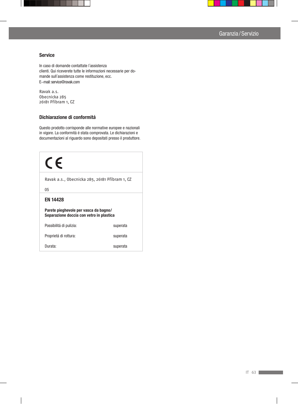 Garanzia / servizio | Miomare VS3L User Manual | Page 63 / 66