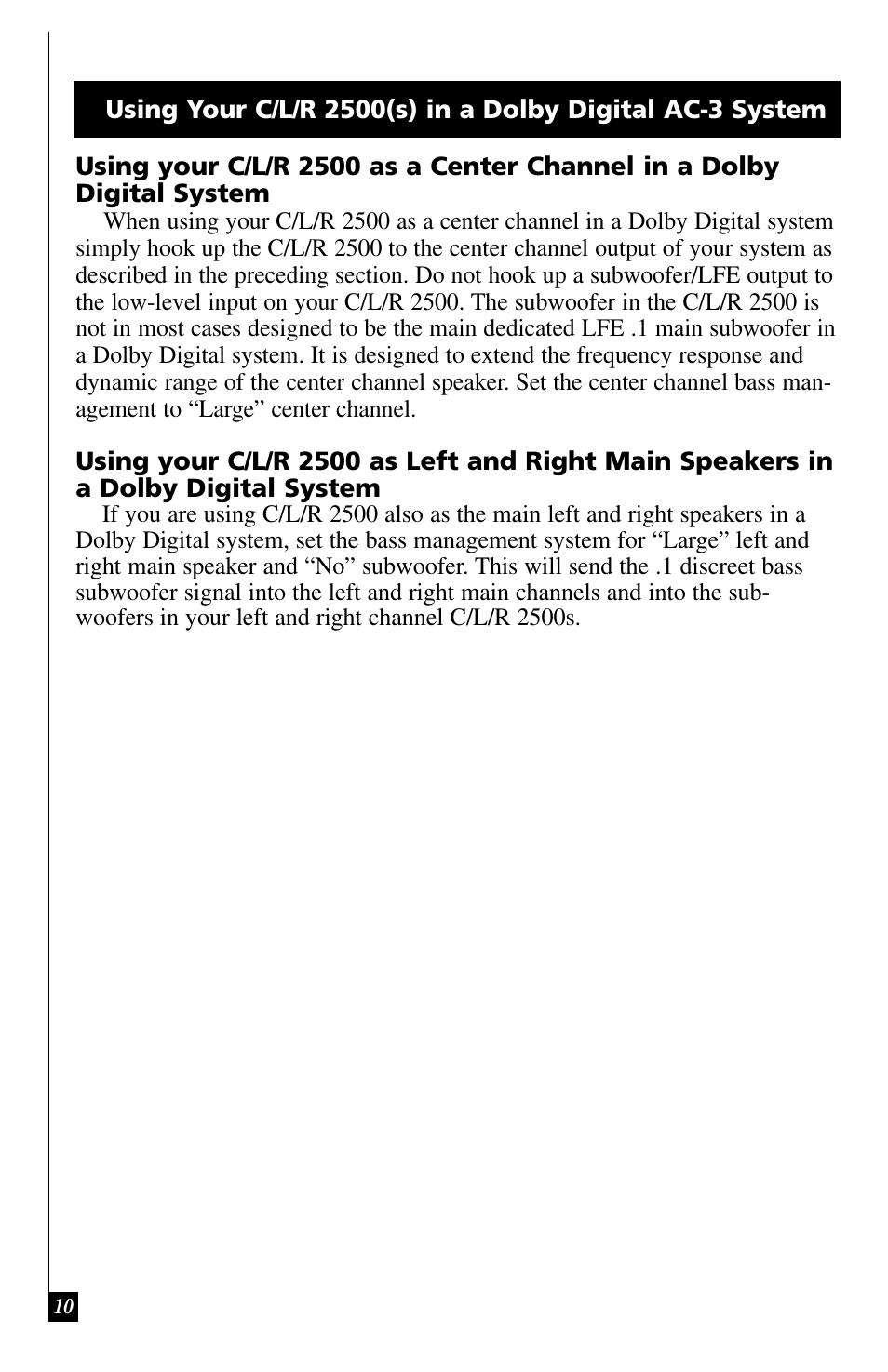 Definitive Technology C/L/R 2500 User Manual | Page 10 / 14