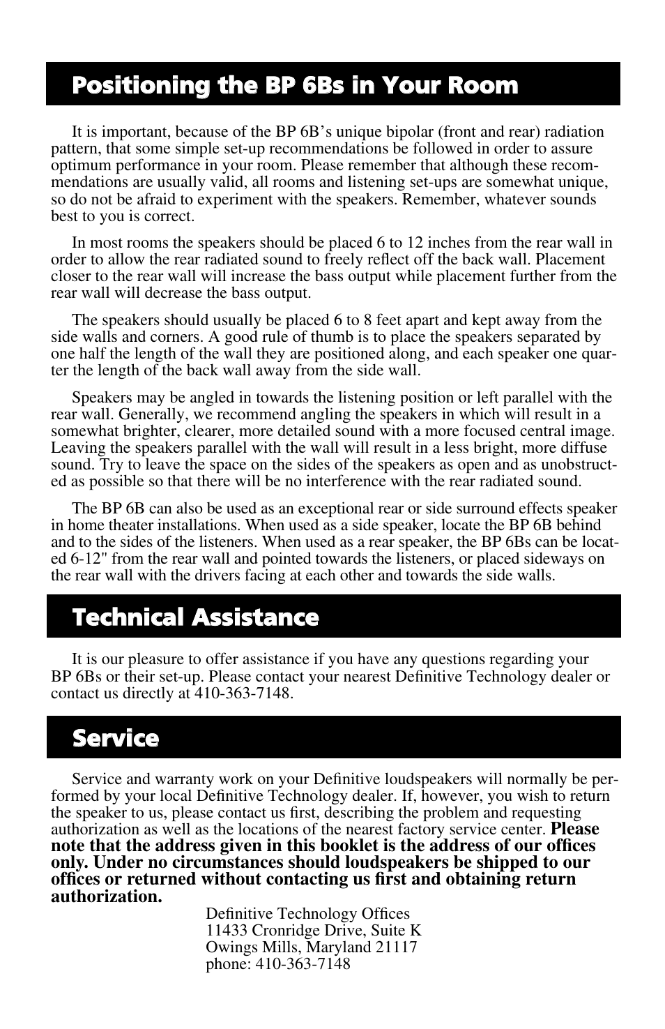 Definitive Technology BP 6B User Manual | Page 3 / 4