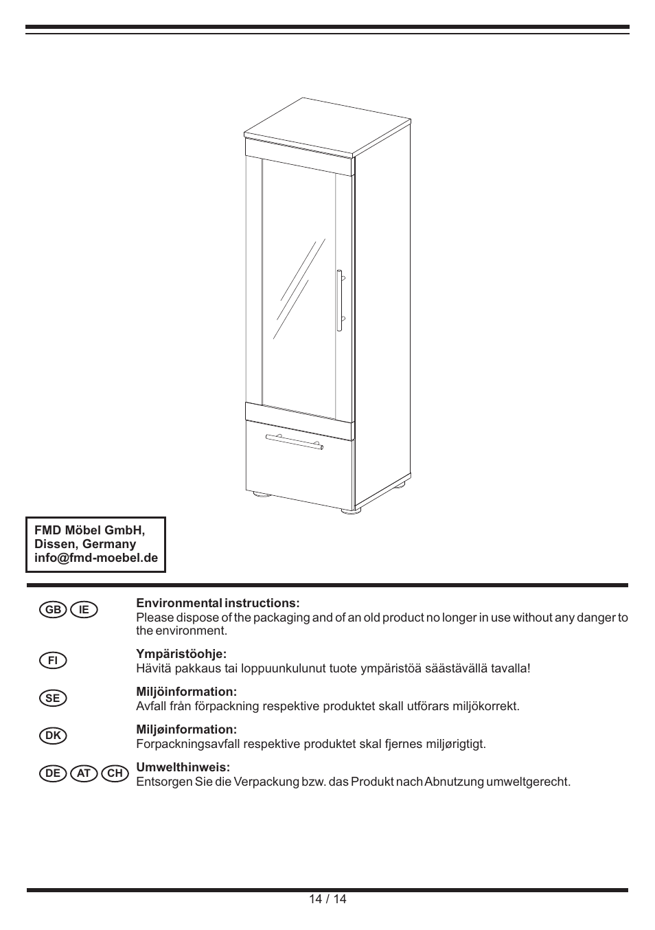 Miomare Bathroom Glass Cabinet User Manual | Page 14 / 14