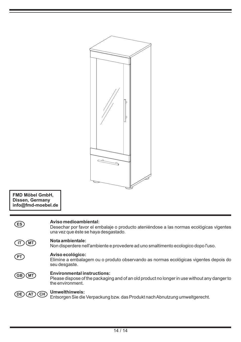 Miomare Bathroom Glass Cabinet User Manual | Page 14 / 14