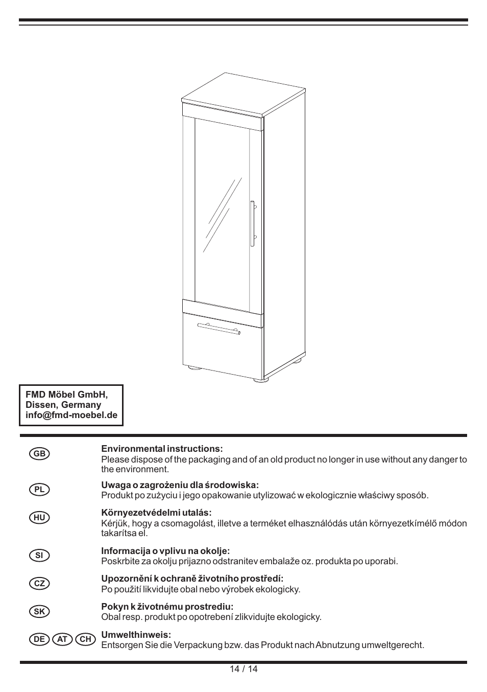 Miomare Bathroom Glass Cabinet User Manual | Page 14 / 14