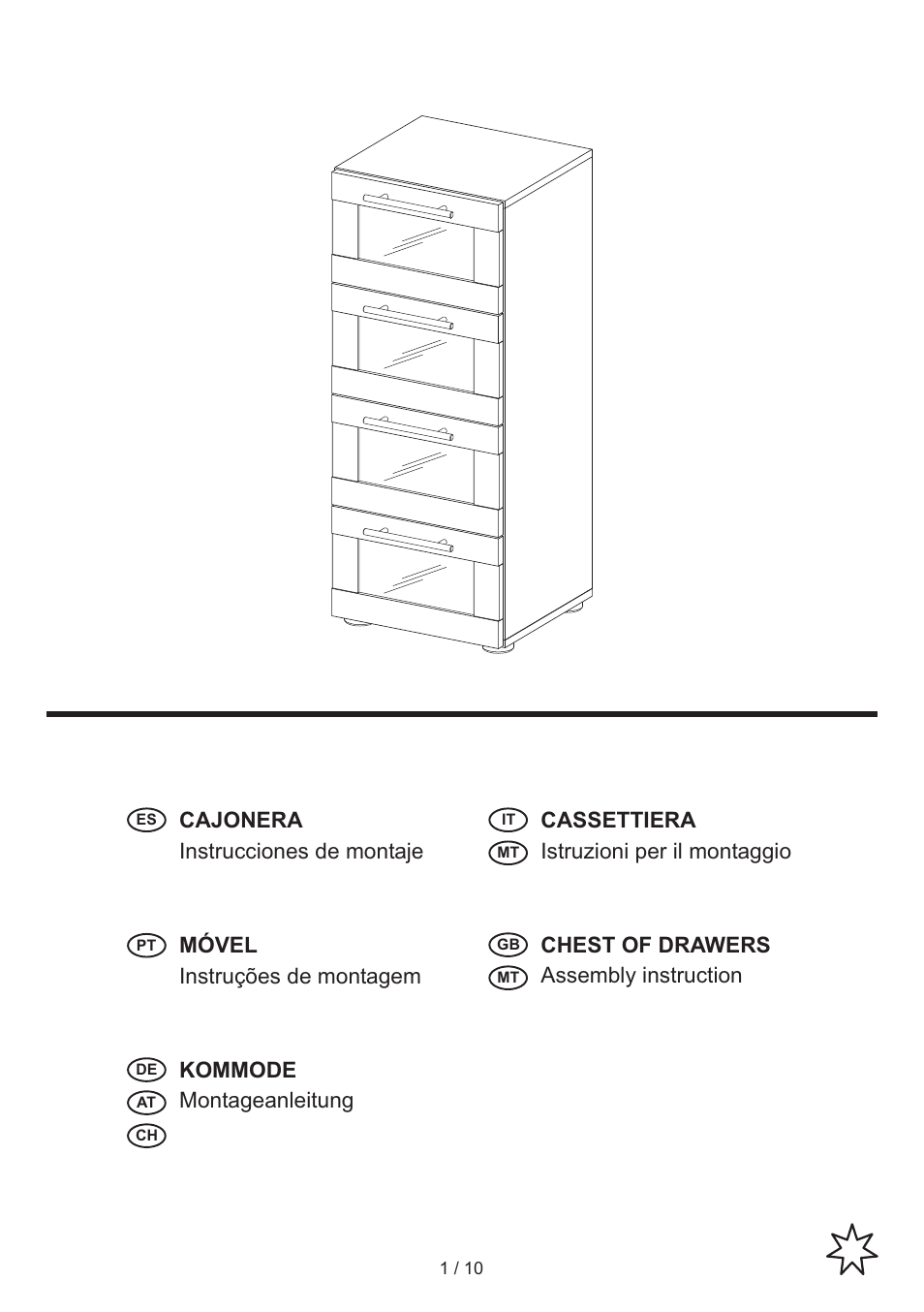 Miomare Bathroom Chest of Drawers User Manual | 10 pages