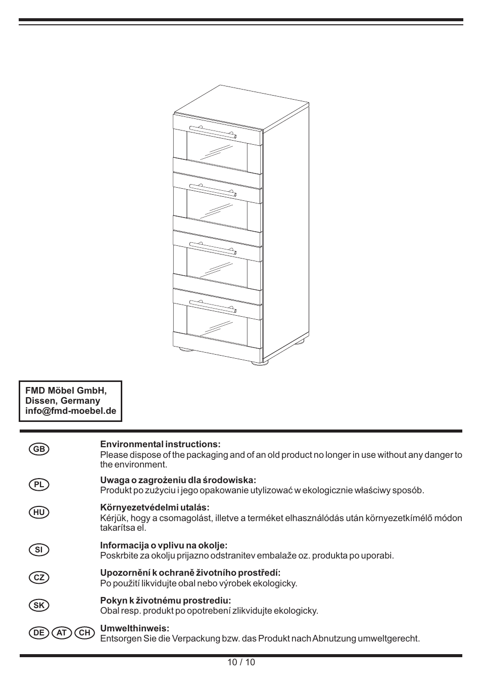 Miomare Bathroom Chest of Drawers User Manual | Page 10 / 10