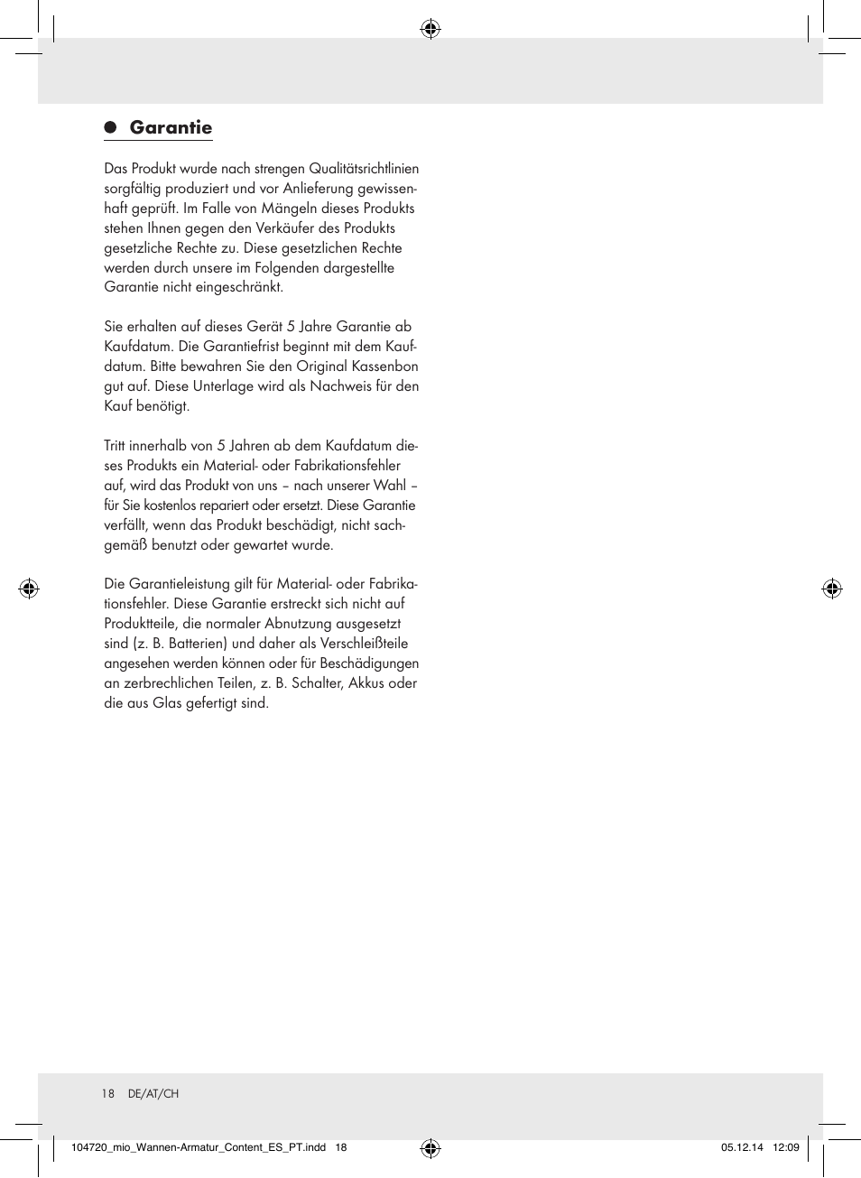Garantie | Miomare 104720-14-01/104720-14-02 User Manual | Page 18 / 20