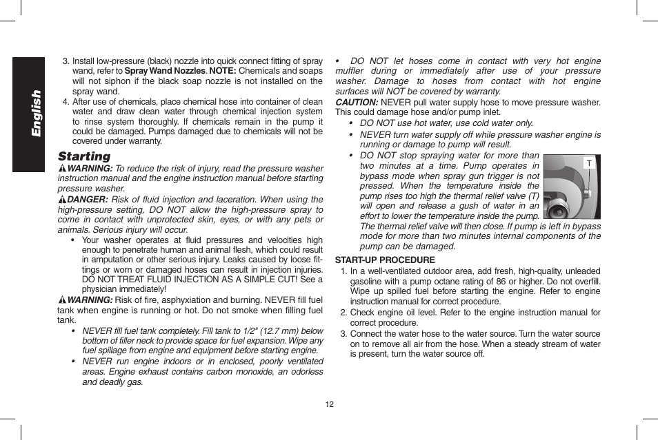 English, Starting | DeWalt DPD3100 User Manual | Page 12 / 68