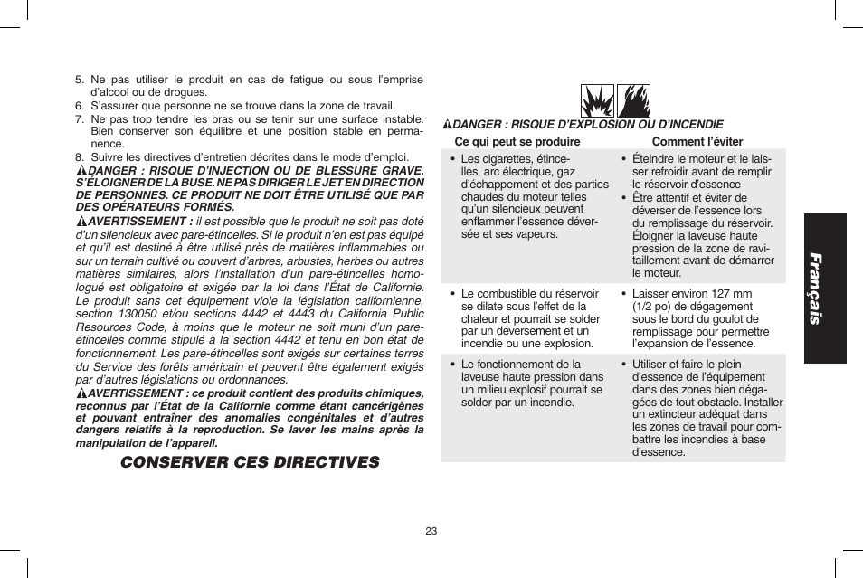 Français, Conserver ces directives | DeWalt DPD3100 User Manual | Page 23 / 68