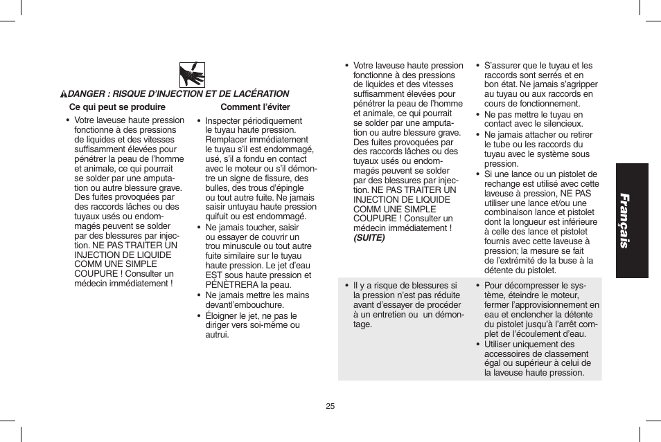 Français | DeWalt DPD3100 User Manual | Page 25 / 68
