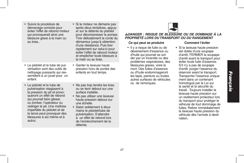 Français | DeWalt DPD3100 User Manual | Page 27 / 68