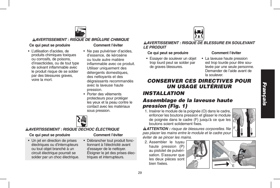 Français | DeWalt DPD3100 User Manual | Page 29 / 68