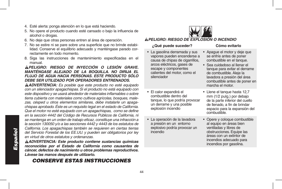 Español, Conserve estas instrucciones | DeWalt DPD3100 User Manual | Page 44 / 68