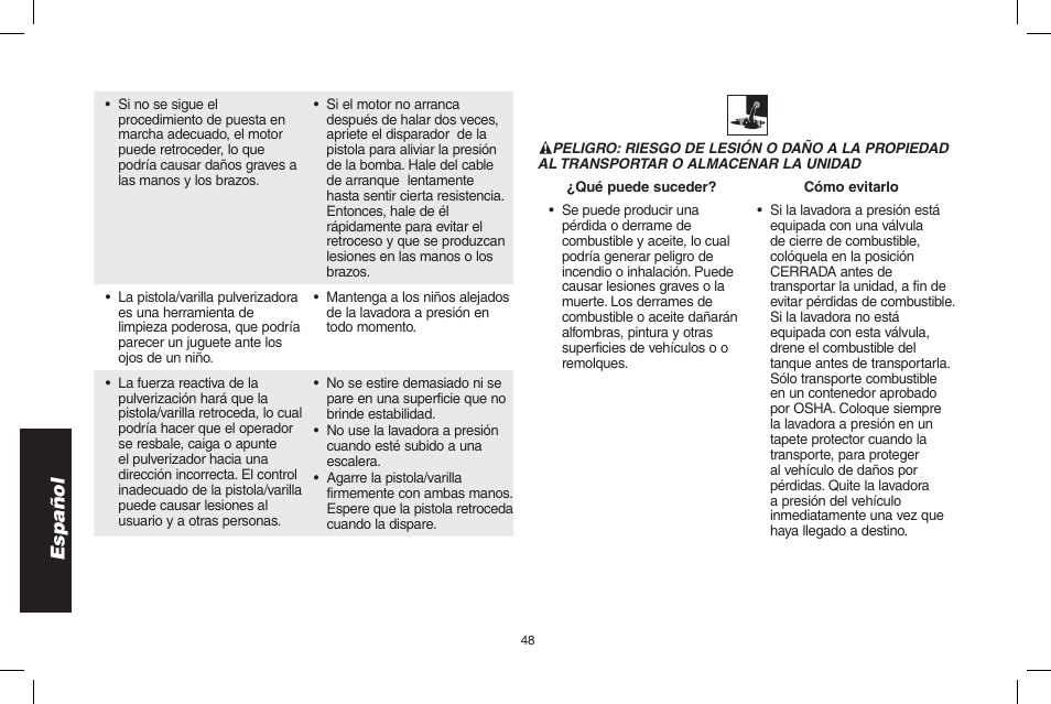 Español | DeWalt DPD3100 User Manual | Page 48 / 68