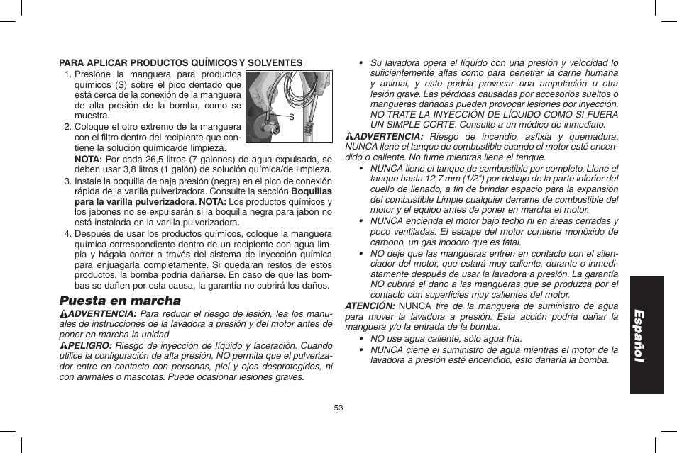 Español, Puesta en marcha | DeWalt DPD3100 User Manual | Page 53 / 68